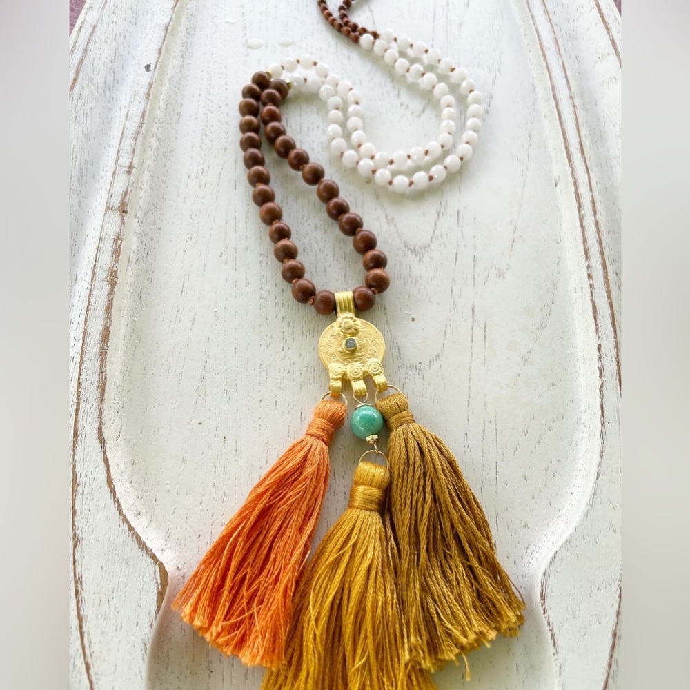 Triple Tassel Mala necklace